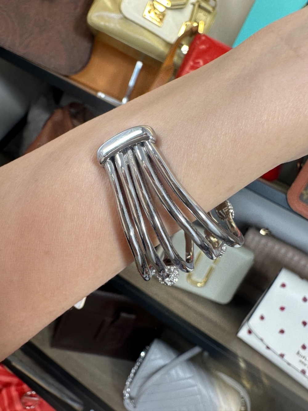 Ann Taylor Silver Crystal Pavé Cuff Bracelet NWT - Picture 5 of 6
